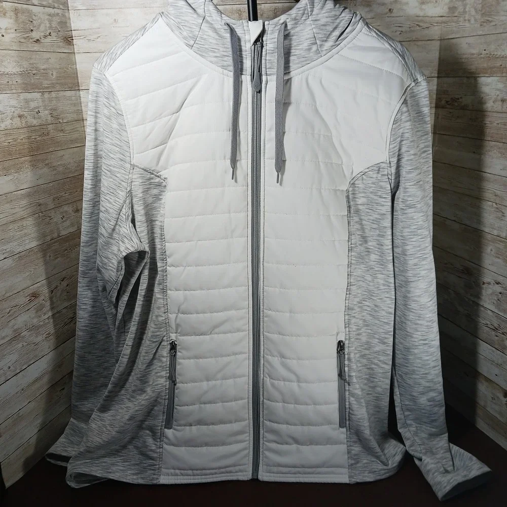 Jockey Women's White and Gray Active Wear‎ Hooded Full Zip Jacket Sz XXL